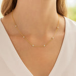 14K Yellow Gold Station Necklace with Round Diamonds, view 5