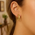 Yellow Gold Diamond Bauble Hoop Earrings (0.08cttw), view 2