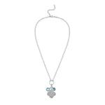 Sterling Silver Rhodium Plated Flower Cubic Zirconia Charm Necklace, view 2