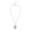 Sterling Silver Rhodium Plated Flower Cubic Zirconia Charm Necklace