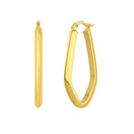 Geometric Oval Hoop Earrings in 10K Yellow Gold, view 2