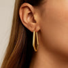 Geometric Oval Hoop Earrings in 10K Yellow Gold, view 3