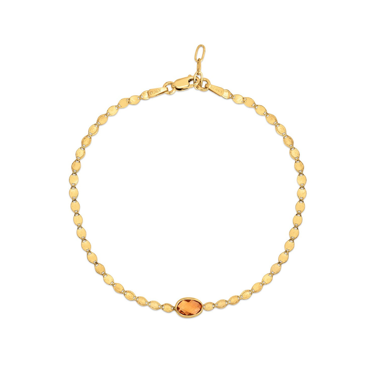 14K Yellow Gold Citrine Mirrored Chain Bracelet (2.20 mm), view 2