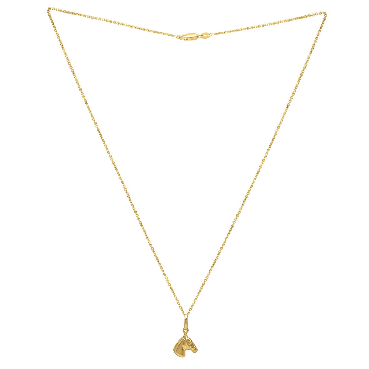 Horse Profile Small Necklace in 14K Yellow Gold, view 2