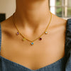 14K Yellow Gold Multi Gemstone Heart Necklace (1.50 mm), view 4