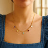 14K Yellow Gold Multi Gemstone Heart Necklace (1.50 mm), view 5