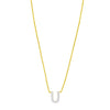14K Yellow Gold Mini Diamond U Initial Pendant Necklace