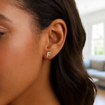 14K Yellow Gold Yours Truly Initial F Stud Earrings, view 3