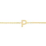 14K Yellow Gold Mini Initial P Bracelet, view 3