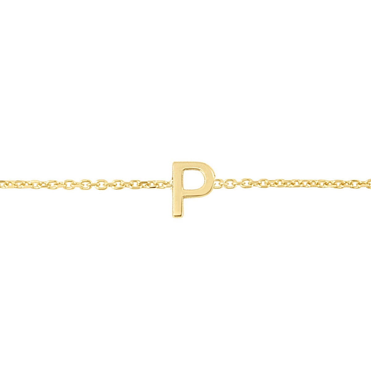 14K Yellow Gold Mini Initial P Bracelet, view 3