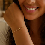 14K Yellow Gold Mini Initial P Bracelet, view 5