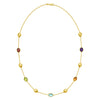 14K Yellow Gold Oval Gemstone and Bead Necklace