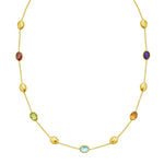 14K Yellow Gold Oval Gemstone and Bead Necklace, view 2