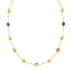 14K Yellow Gold Oval Gemstone and Bead Necklace, view 2