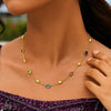 14K Yellow Gold Oval Gemstone and Bead Necklace, view 5
