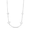 Sterling Silver Rhodium Plated Hearts Station Necklace