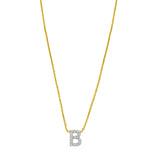 14K Yellow Gold Mini Diamond B Initial Pendant Necklace