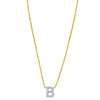 14K Yellow Gold Mini Diamond B Initial Pendant Necklace