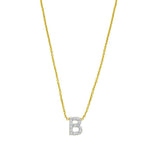 14K Yellow Gold Mini Diamond B Initial Pendant Necklace, view 3