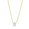 14K Yellow Gold Mini Diamond B Initial Pendant Necklace, view 3