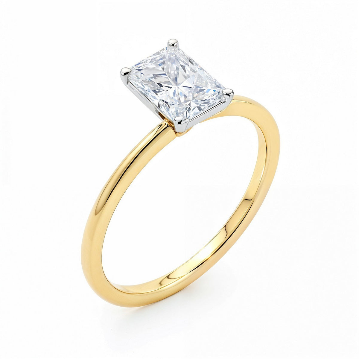 1.50Ct Radiant Lab Grown IGI G/VS1 Diamond Ring in 10K Yellow Gold, view 2