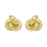 Sterling Silver Yellow Gold Plated Puffed Love Knot Stud Earrings, view 2