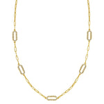 14K Yellow Gold Diamon Oro Paperclip Necklace