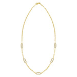 14K Yellow Gold Diamon Oro Paperclip Necklace, view 2