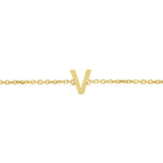14K Yellow Gold Mini Initial V Bracelet, view 3