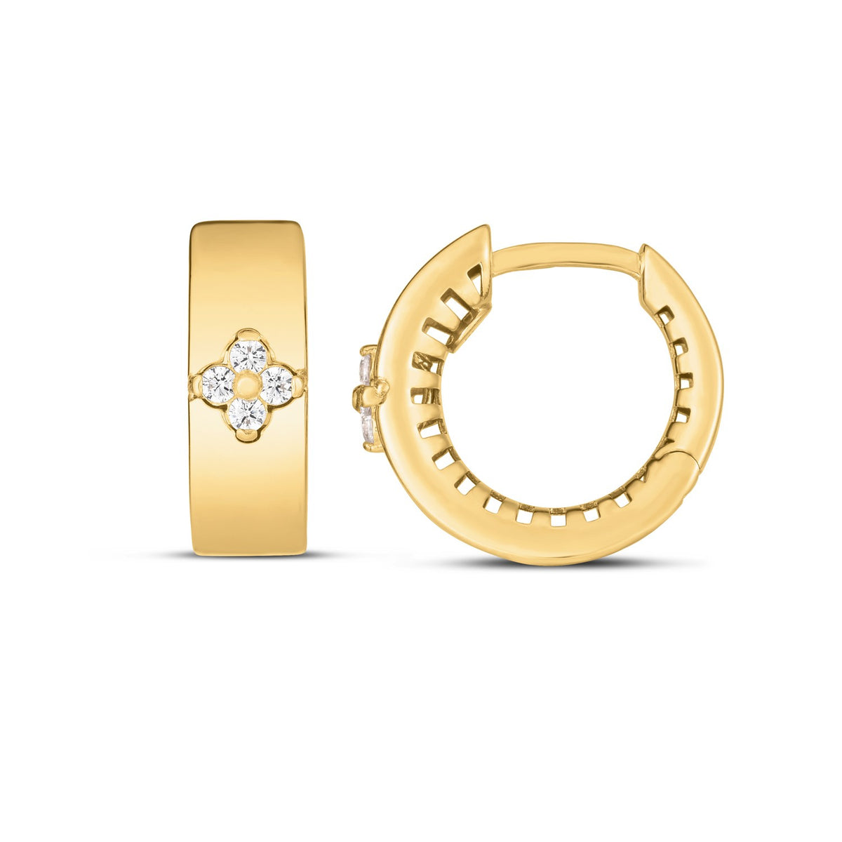 14K Yellow Gold Trilogy Diamond Clover Earrings