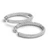 14k White Gold Two Row Pave Set Diamond Hoop Earrings (7 cttw)