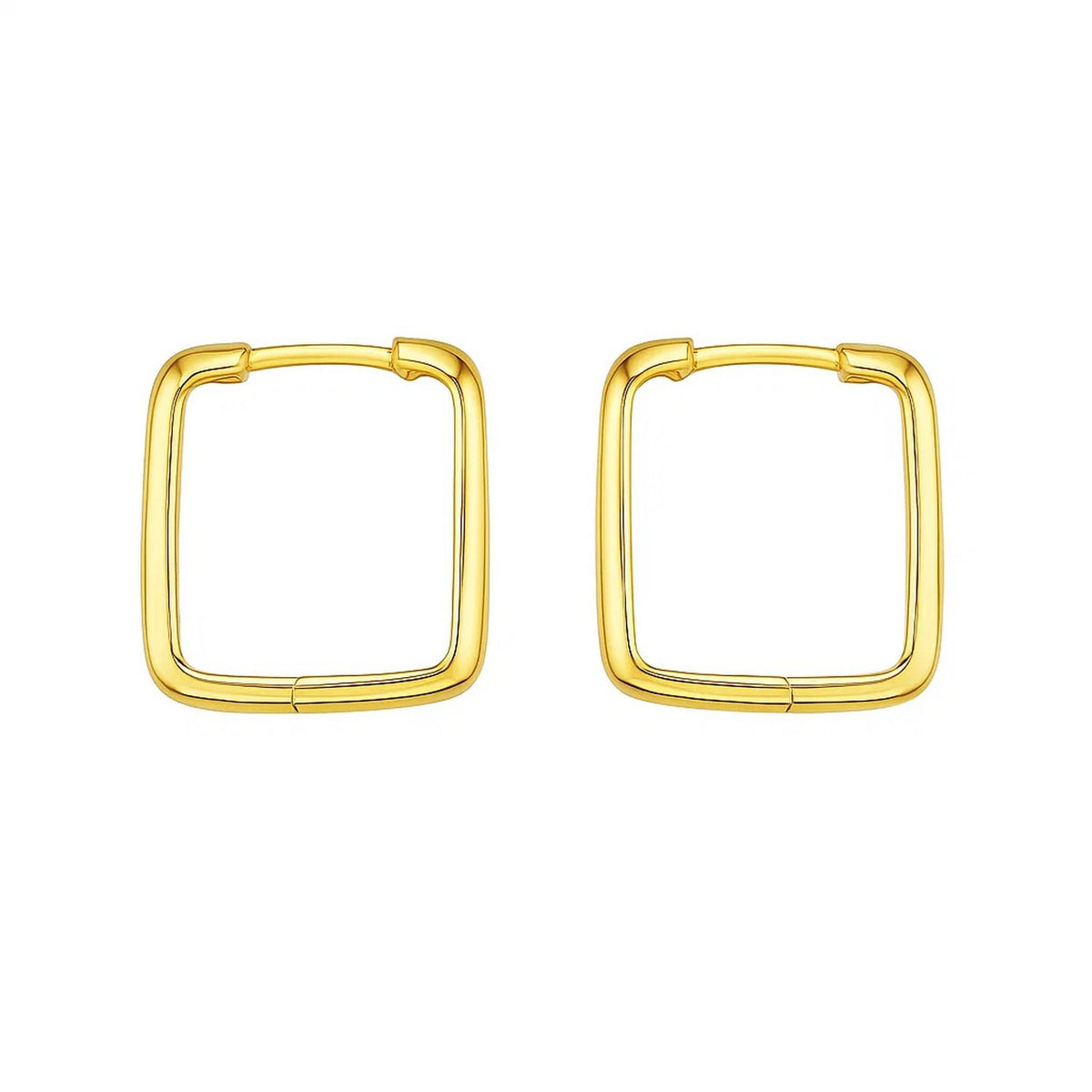 14 Yellow Gold Square Hoop Earrings, view 2