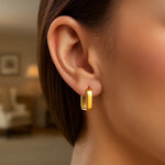 14 Yellow Gold Square Hoop Earrings, view 4