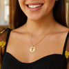 14K Yellow Gold Disc Initial T Pendant