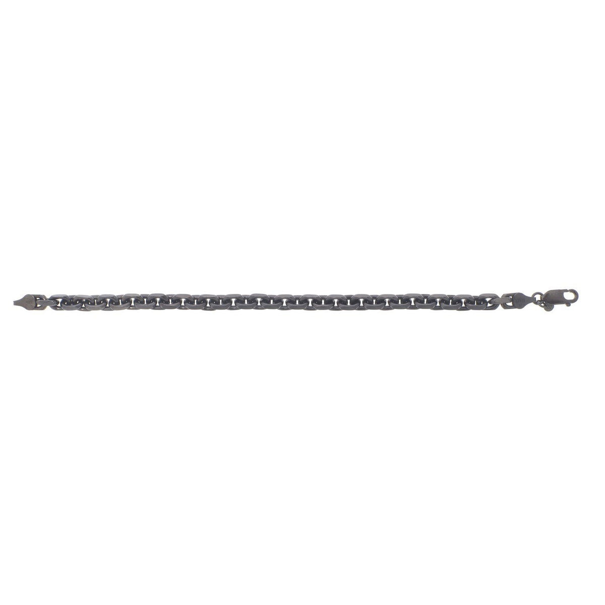 Sterling Silver Black Ruthenium Plated Oval Link Bracelet (5.60 mm), view 2