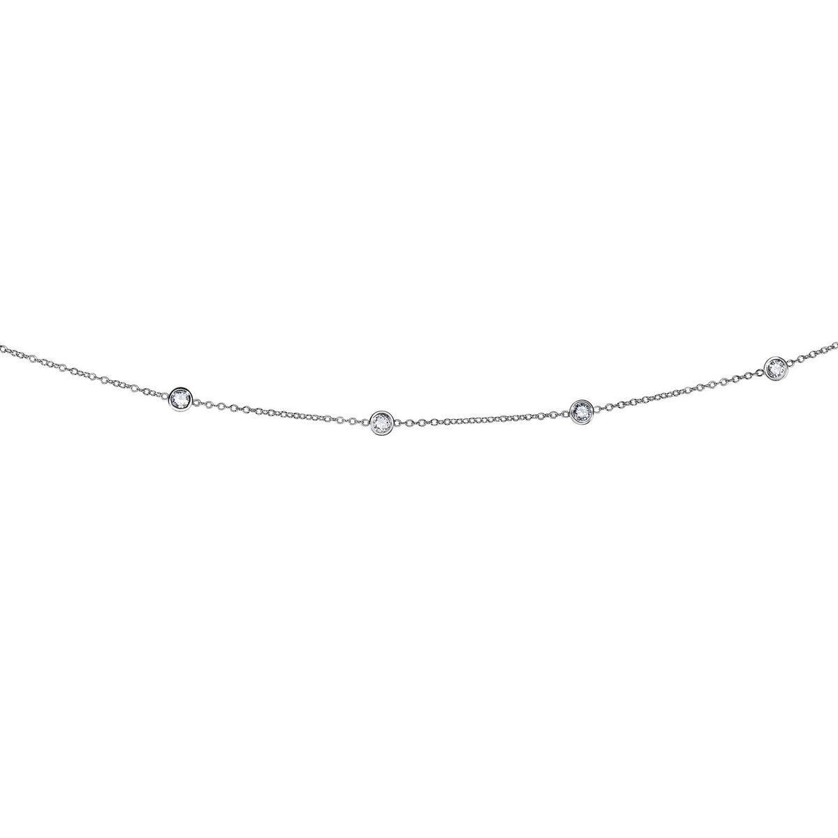 14K White Gold Diamonds by the Yard Necklace, view 2