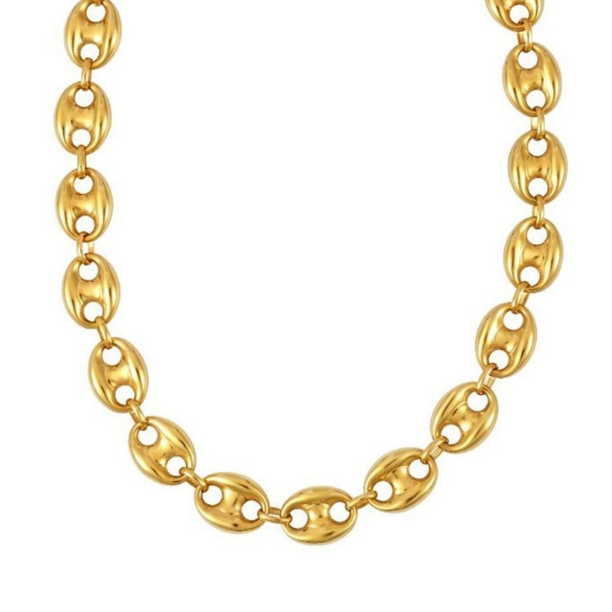 Puffed Mariner Link 12mm Necklace in 14K Yellow Gold, view 2