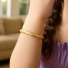 14K Yellow Gold Childrens Bangle with Diamond Cuts (5.50 mm), view 4