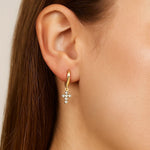 14K Yellow Gold Petite Diamond Cross Earrings, view 3