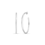 Sterling Silver Round Tube C Hoop Earrings, view 2