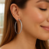 Sterling Silver Round Tube C Hoop Earrings