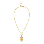Sterling Silver Gold Plated Flower Cubic Zirconia Charm Necklace, view 2