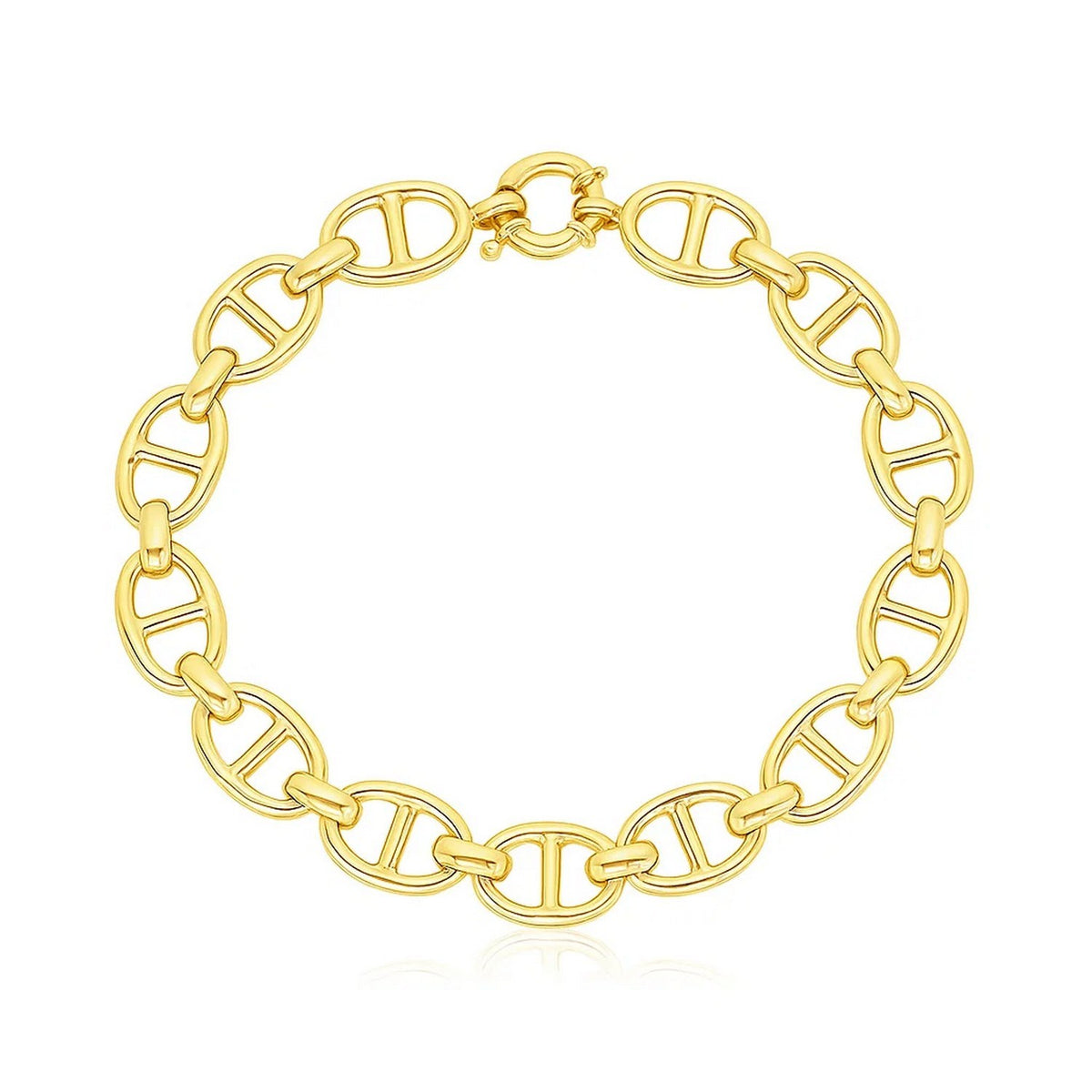 14K Yellow Gold High Polish Mariner Link Bracelet (8.80 mm)