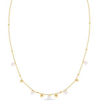 14K Yellow Gold Pearl and Scattered Bead Necklace