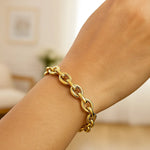 14K Yellow Gold Polished Cable Link Bracelet, view 4