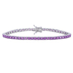 Sterling Silver Purple CZ Tennis Bracelet (3.30 mm), view 2