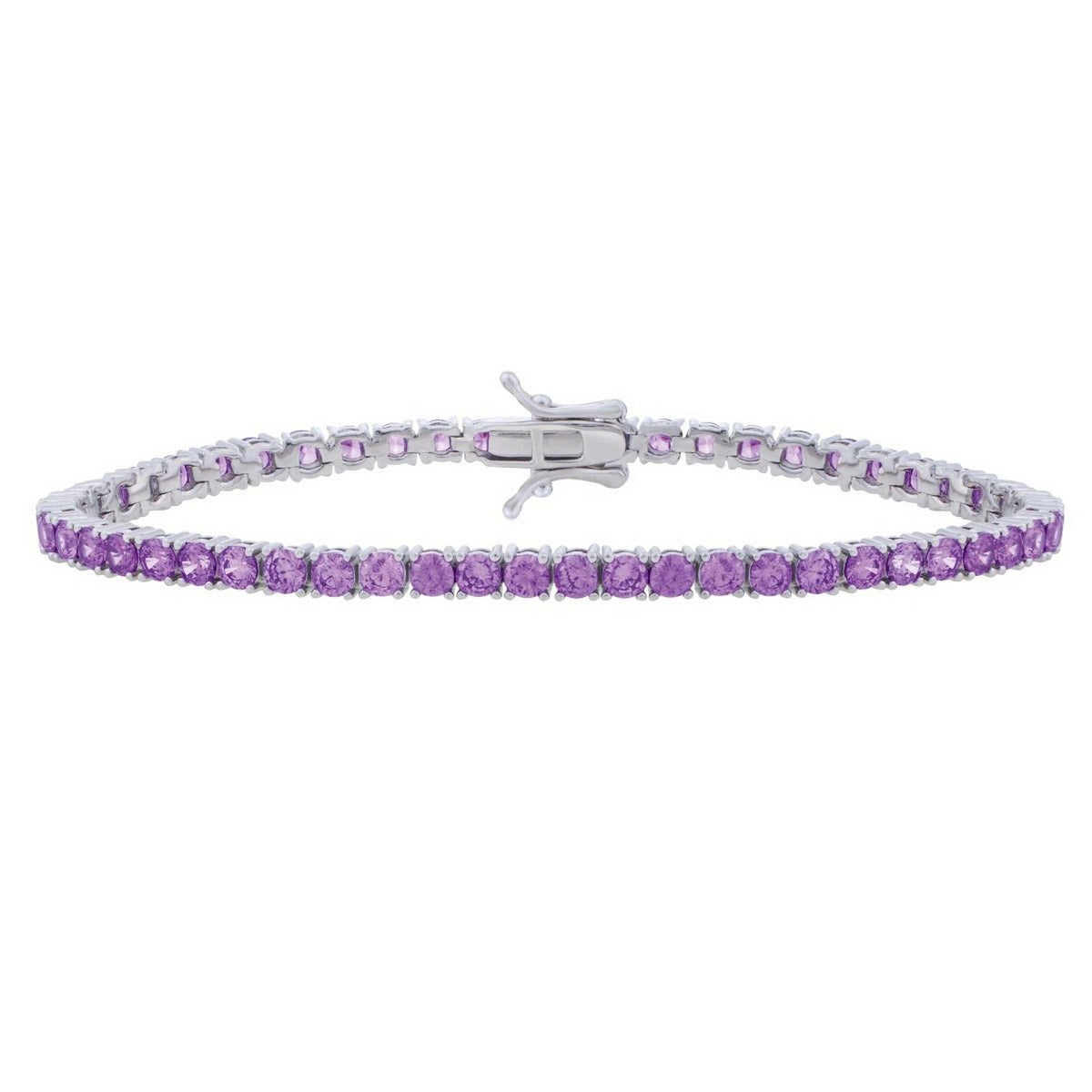 Sterling Silver Purple CZ Tennis Bracelet (3.30 mm), view 2