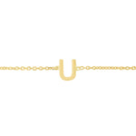 14K Yellow Gold Mini Initial U Bracelet, view 3