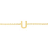14K Yellow Gold Mini Initial U Bracelet, view 3