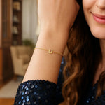 14K Yellow Gold Mini Initial U Bracelet, view 4
